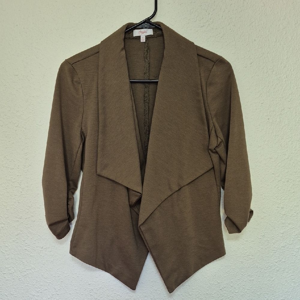 Candie's Army Green 3/4 Sleeve Cardigan Size Small